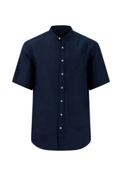 FYNCH-HATTON Outdoor Summer Linen Hemd Dunkelblau/Schwarz