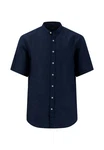 FYNCH-HATTON Outdoor Summer Linen Hemd Dunkelblau/Schwarz