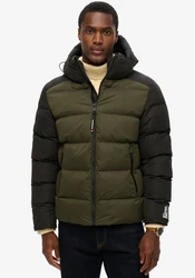 Superdry Steppjacke Hood Colour Block Sport Puffer schwarz