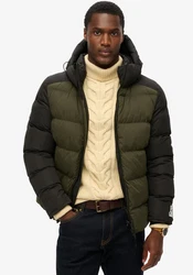 Superdry Steppjacke Hood Colour Block Sport Puffer schwarz