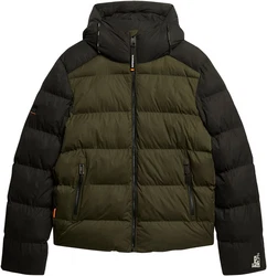 Superdry Steppjacke Hood Colour Block Sport Puffer schwarz
