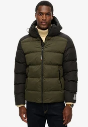 Superdry Steppjacke Hood Colour Block Sport Puffer schwarz