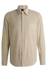 BOSS Hemd Relegant Weiß/Khaki/Beige