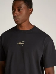 Tommy Jeans T-Shirt TJM REG GOLD SIGNATURE TEE EXT Schwarz