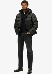 Superdry Steppjacke Hooded City Graphic Puffer Jkt Schwarz/Dunkelgrün/Grau/Grün