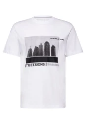 STREET ONE MEN Langarmshirt Weiß/Grau