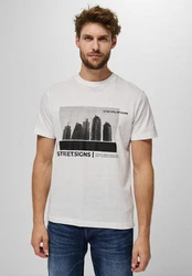 STREET ONE MEN Langarmshirt Weiß/Grau