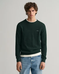 Gant Strickpullover R-Neck COTTON PIQUE C-NECK Dunkelgrün