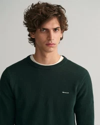 Gant Strickpullover R-Neck COTTON PIQUE C-NECK Dunkelgrün