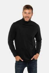 JP1880 T-Shirt Rollkragen-Shirt Basic Jersey Schwarz/Dunkelblau