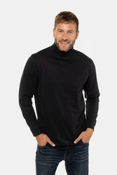 JP1880 T-Shirt Rollkragen-Shirt Basic Jersey Schwarz/Dunkelblau