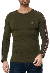RedBridge Strickpullover Longsleeve Slim Fit Dunkelgrün/Khaki