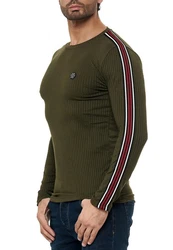 RedBridge Strickpullover Longsleeve Slim Fit Dunkelgrün/Khaki