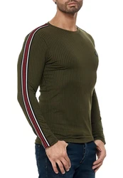 RedBridge Strickpullover Longsleeve Slim Fit Dunkelgrün/Khaki