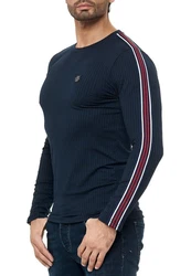 RedBridge Strickpullover Longsleeve Slim Fit Dunkelblau/Rot/Blau