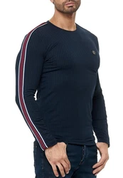 RedBridge Strickpullover Longsleeve Slim Fit Dunkelblau/Rot/Blau