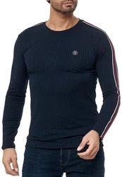 RedBridge Strickpullover Longsleeve Slim Fit Dunkelblau/Rot/Blau