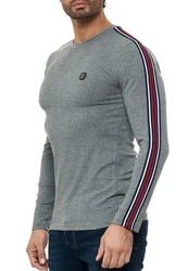 RedBridge Strickpullover Longsleeve Slim Fit Grau/Rot