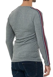 RedBridge Strickpullover Longsleeve Slim Fit Grau/Rot