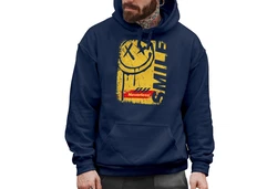 Neverless Hoodie Herren Smile Graffiti Design Dunkelblau/Blau