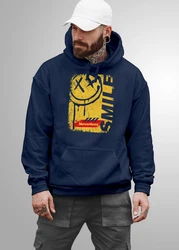 Neverless Hoodie Herren Smile Graffiti Design Dunkelblau/Blau