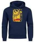 Neverless Hoodie Herren Smile Graffiti Design Dunkelblau/Blau