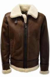 Lederjacke Bombardier Bomber Lammfelljacke, Designer, luniverse du Luxe, Braun