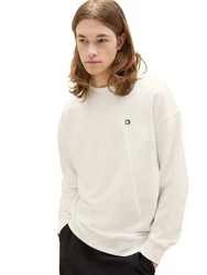 TOM TAILOR Sweatshirt Beige/Khaki/Weiß/Creme/Orange