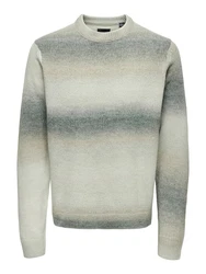ONLY & SONS Strickpullover ONSTIMBER REG 5 SPRAY CREW KNIT basaltgrau / greige / dunkelgrn