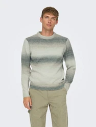 ONLY & SONS Strickpullover ONSTIMBER REG 5 SPRAY CREW KNIT basaltgrau / greige / dunkelgrn