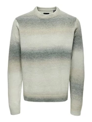 ONLY & SONS Strickpullover ONSTIMBER REG 5 SPRAY CREW KNIT basaltgrau / greige / dunkelgrn