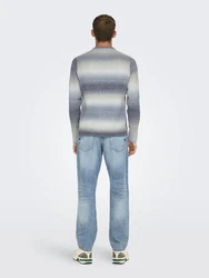 ONLY & SONS Strickpullover ONSTIMBER REG 5 SPRAY CREW KNIT Grau (8089)