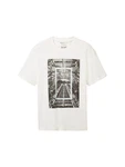 TOM TAILOR T-Shirt Weiß/Khaki/Creme