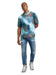 CARLO COLUCCI T-Shirt D'Inezo Schwarz/Blau/Hellblau/Türkis