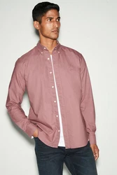 Next Langarmhemd Oxfordhemd Dunkelrot/Rosa/Rot