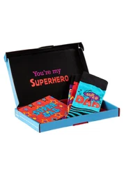 Apollo Socken Geschenkbox (3er Pack) Super-Dad oder Best Dad Mischfarben/Grau/Rot/Grün/Rosa/Lila