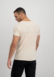 Alpha Industries T-Shirt Basic V-Neck Small Logo Beige/Khaki/Braun
