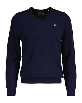 Gant V-Ausschnitt Pullover EXTRAFINE LAMBSWOOL V-NECK Blau/Dunkelblau Gant V-Ausschnitt Pullover EXTRAFINE LAMBSWOOL V-NECK Blau/Dunkelblau