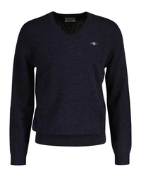 Gant V-Ausschnitt Pullover EXTRAFINE LAMBSWOOL V-NECK Blau/Dunkelblau