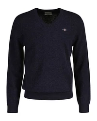 Gant V-Ausschnitt Pullover EXTRAFINE LAMBSWOOL V-NECK Blau/Dunkelblau