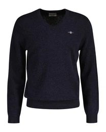 V-Ausschnitt-Pullover EXTRAFINE LAMBSWOOL V-NECK mit Logostickerei