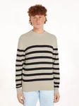 TOMMY HILFIGER STRUCTURE CREW NK Pullover creme/marine/beige