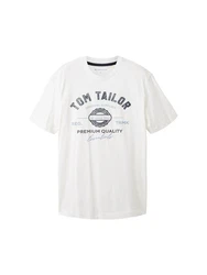 TOM TAILOR T-Shirt Khaki/Gelb/Weiß/Beige/Grau