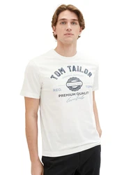 TOM TAILOR T-Shirt Khaki/Gelb/Weiß/Beige/Grau