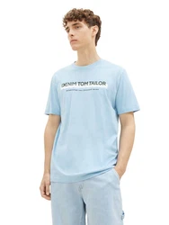 TOM TAILOR DENIM T-Shirt mit Logo-Print Hellblau/Blau