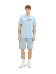 TOM TAILOR DENIM T-Shirt mit Logo-Print Hellblau/Blau