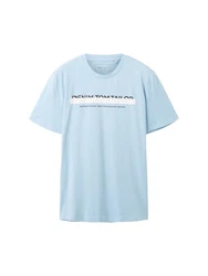 TOM TAILOR DENIM T-Shirt mit Logo-Print Hellblau/Blau