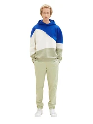 TOM TAILOR Denim Hoodie RELAXED STYLE BLOCK Blau/Beige/Braun/Türkis/Mischfarben/Creme/Hellblau/Weiß