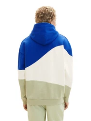 TOM TAILOR Denim Hoodie RELAXED STYLE BLOCK Blau/Beige/Braun/Türkis/Mischfarben/Creme/Hellblau/Weiß