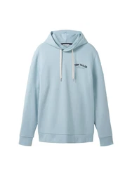 TOM TAILOR Sweatshirt Hoodie mit Label-Print Hoodie Blau/Hellblau